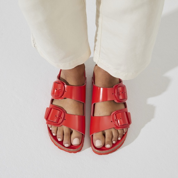 NWT Birkenstock Arizona Big Buckle High Shine Tomato NARROW WIDTH Size 38/W7 - Picture 1 of 14